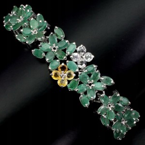 Armband Naturtopas Smaragde Saphire 925