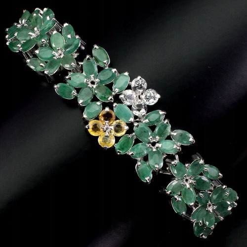 Armband Naturtopas Smaragde Saphire 925
