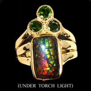 Ring Ammolit Diopsid Silber 925 Größe 17,5