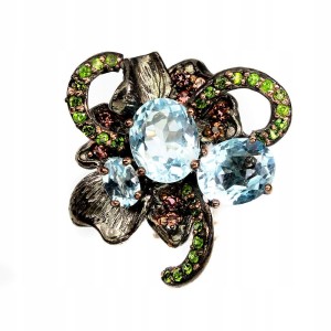 Ring Topas Diopsid Rhodolite (Granate)