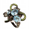 Ring Topas Diopsid Rhodolite (Granate)