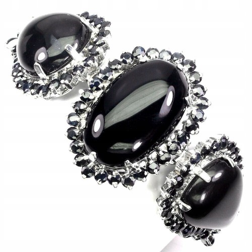 Silberarmband mit Jet Saphiren zertifiziert