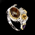 Citrin Ammolith Ring Silber 925 Größe 15,5