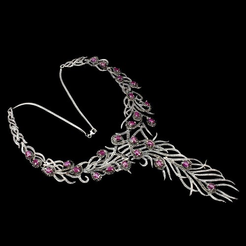 Wunderschöne zertifizierte Rubin Markasit Halskette