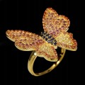 Natürlicher Songea Saphir Ring 925 Größe 16