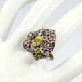 Silberring Citrin Saphire 925 Größe 14,5