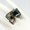 Natur Ring 925 Fluorit Spinell Größe 15,5