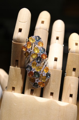 Songea Padparaja Saphir Ring mit Zirkonia Größe 17