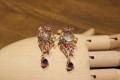 Schöne Ohrringe 925 Prehnit Amethyste Saphire
