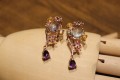 Schöne Ohrringe 925 Prehnit Amethyste Saphire
