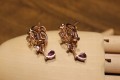 Schöne Ohrringe 925 Prehnit Amethyste Saphire