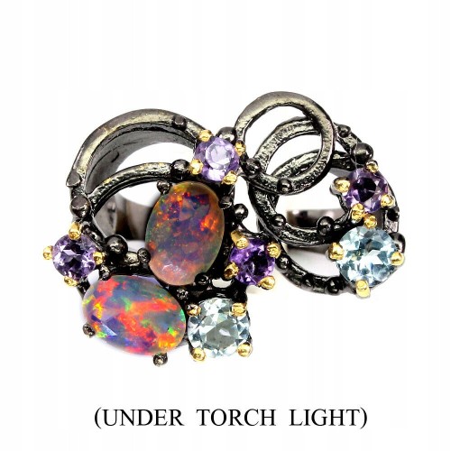 Amethyst Opal Ring Silber 925 Größe 15