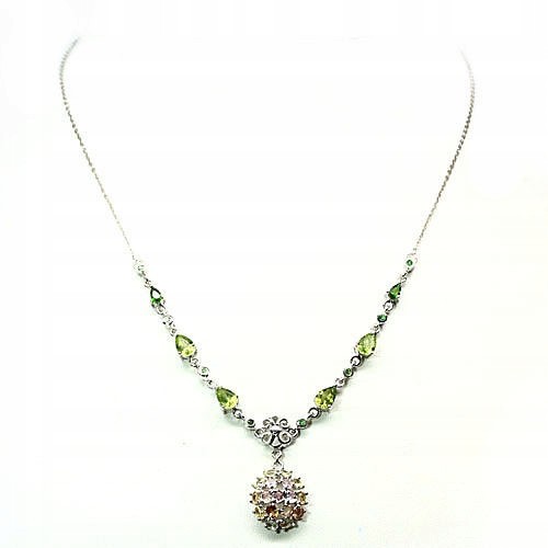 Olivin Halskette aus Sterlingsilber mit Diopsid Saphiren