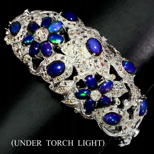 Silberarmband mit natürlichen Amethysten und Saphiren