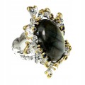 Labradorit Ring 32,92 ct Saphire Größe 16,5