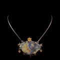 Silberne Saphiren Halskette mit 179,3 ct Labradorit
