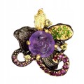 Schöner Ring natürliche Diopsid Amethyste 925