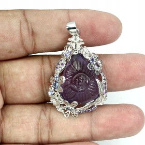 Silberanhänger mit natürlichem Tansanit Amethyst