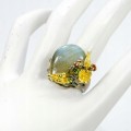 Labradorit Ring 23 ct Granat Diopsid Größe 15