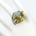 Labradorit Ring 23 ct Granat Diopsid Größe 15