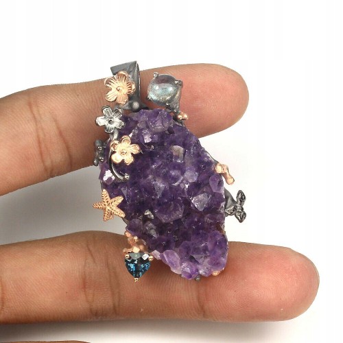 Silber Amethyst Topas Anhänger 925 natur