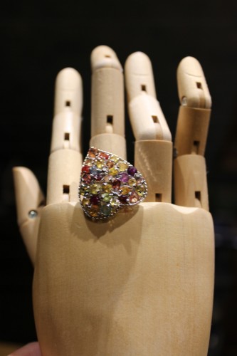 Herz Ring mit natürlichen Saphiren Songea Größe 19