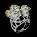 Ring Smaragde Silber 925 Diopsid Größe 16,5