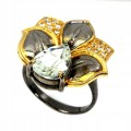 Natur Ring 925 grüner Amethyst Größe 17