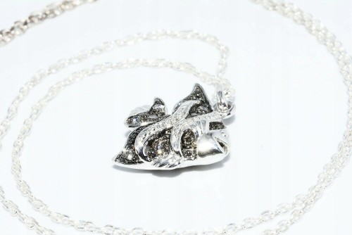 Silberkette 0,10 ct natürliche Diamanten Fisch