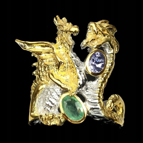 Natur Ring 925 Silber Tansanit Größe 16