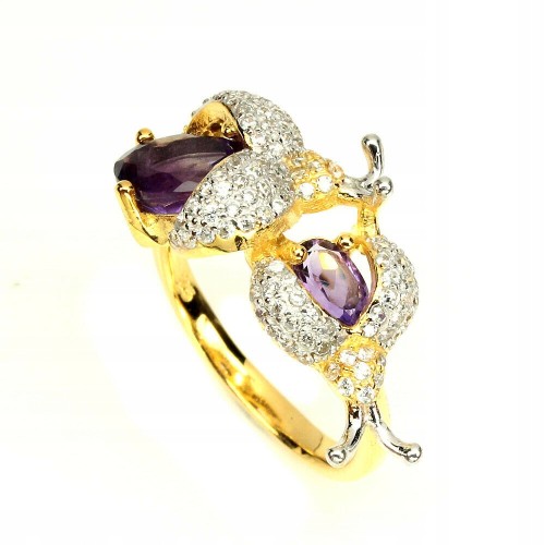 Schöner Ring mit natürlichen Amethysten Zirkonia Größe 14