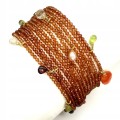 Silberarmband Hessonit (Granat) Amethyst