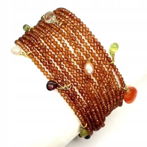 Silberarmband Hessonit (Granat) Amethyst