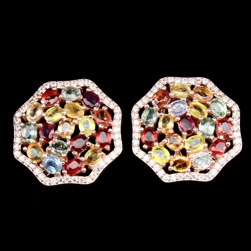Wunderschöne natürliche Songea Saphir Ohrringe mit Zirkonia