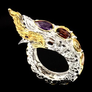 Silberring Amethyst Granat Turmalin Größe 16