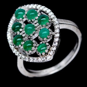 Ring Silber Weißgold Achate neue Größe 14