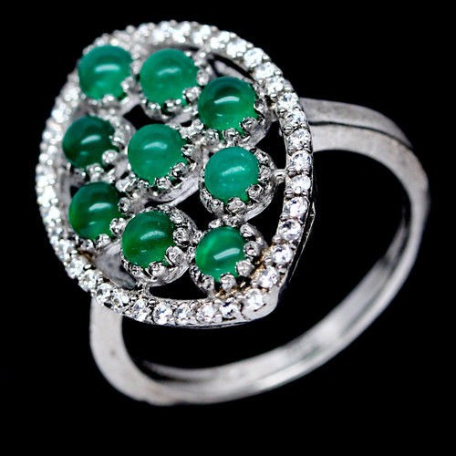 Ring Silber Weißgold Achate neue Größe 14