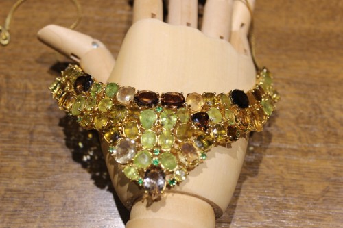 Natürliche Olivin Quarz Halskette mit Zertifikat 925