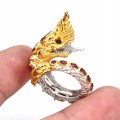 Ring natürliche Granate Saphire Drache Größe 14