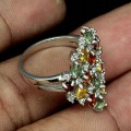 Wunderschöner Ring aus natürlichen Saphiren mit Zirkonia Größe 14