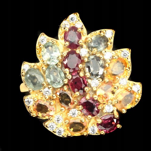 Schöner Ring natürliche Saphire Zirkonia Größe 16,5