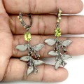Ohrringe aus Silber mit Peridot Amethyst und Rhodolith