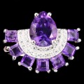 Schöner Ring mit natürlichen Silber Amethysten Größe 11,5