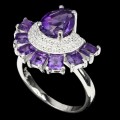 Schöner Ring mit natürlichen Silber Amethysten Größe 11,5