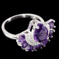 Schöner Ring mit natürlichen Silber Amethysten Größe 11,5
