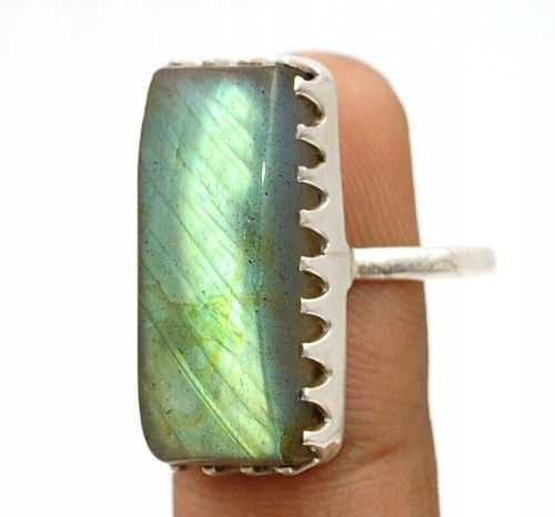 Silberring natürlicher Labradorit Größe 16