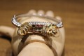 Silbernes Drache Armband mit natürlichen Diopsid Rubinen
