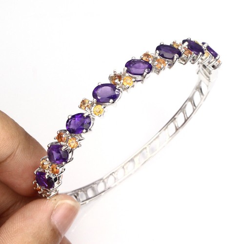 Silberarmband natürliche Amethyste Saphire 3