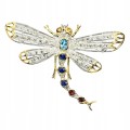 Silberne Libelle Brosche Saphire Topas Swiss Granate