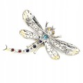 Silberne Libelle Brosche Saphire Topas Swiss Granate